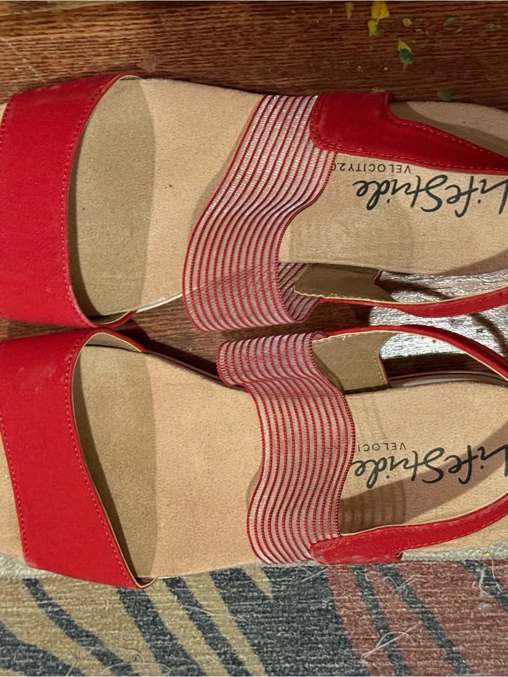 Life Stride Red Platform Slingback Sandals